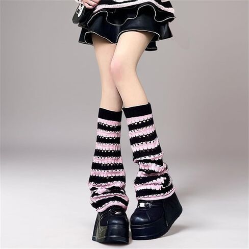 Goth Alt Leg Warmers for Women Y2k Gothic Long Punk Knit Japanese Fashion Steampunk Grunge Emo Hippie Knitted Warm in Saudi Arabia