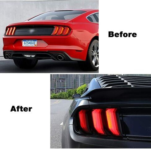 6pcs Rear Side Black Carbon Fiber Grain Light Trim Cover Lamp Tail Guard for Ford for Mustang 2018-2023 901-42919 in Saudi Arabia