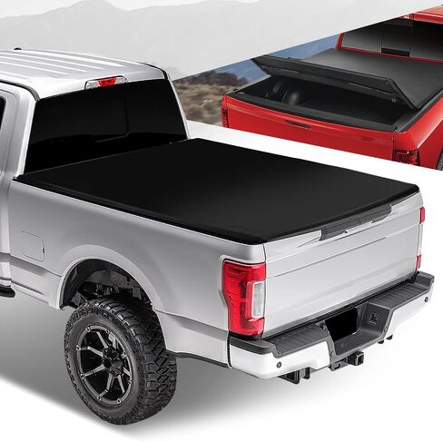 Auto Dynasty Soft Roll-up Truck Bed Tonneau Cover Compatible with 1999-2016 Ford F-250 F-350 F-450 Super Duty 6.5Ft/78Inch Fleetside Bed, Fits Dually Models, Matte Black Soft Vinyl Top in Saudi Arabia