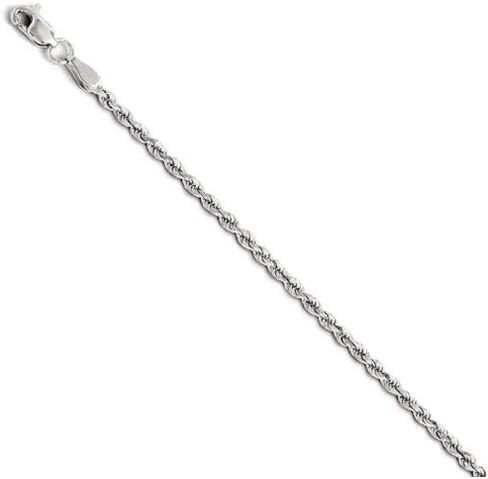 Solid 14K White Gold 2mm Diamond-Cut Rope Chain Necklace - with Secure Lobster Lock Clasp in Saudi Arabia