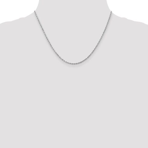 Solid 14K White Gold 2mm Diamond-Cut Rope Chain Necklace - with Secure Lobster Lock Clasp in Saudi Arabia