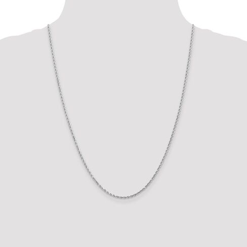 Solid 14K White Gold 2mm Diamond-Cut Rope Chain Necklace - with Secure Lobster Lock Clasp in Saudi Arabia