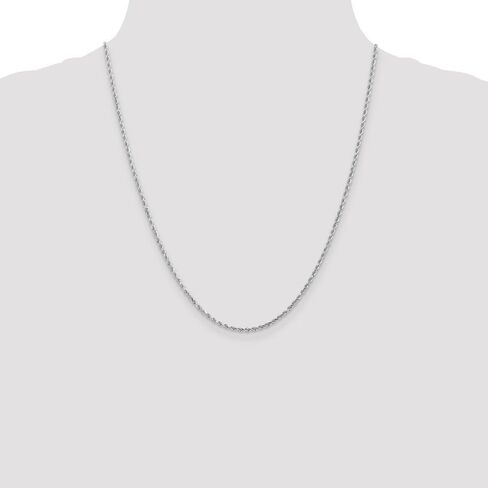 Solid 14K White Gold 2mm Diamond-Cut Rope Chain Necklace - with Secure Lobster Lock Clasp in Saudi Arabia