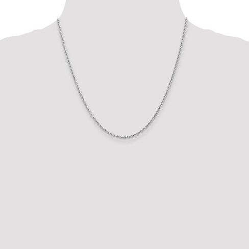 Solid 14K White Gold 2mm Diamond-Cut Rope Chain Necklace - with Secure Lobster Lock Clasp in Saudi Arabia