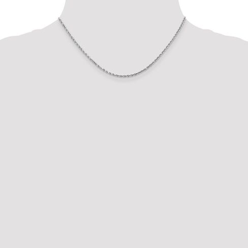Solid 14K White Gold 2mm Diamond-Cut Rope Chain Necklace - with Secure Lobster Lock Clasp in Saudi Arabia