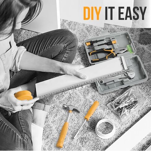 مجموعة أدوات منزلية 20 قطعة ، مجموعة أدوات الأسرة الأساسية مع صندوق حمل صغير صغير للرجال والنساء DIY (أصفر) in Kuwait