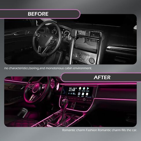 EL Wire Interior Car LED Strip Lights, USB Neon Glowing Strobing Electroluminescent Wire Lights with 6mm Sewing Edge, 16.4FT Neon Wire, Ambient Lighting Kits (Light Blue) in Saudi Arabia