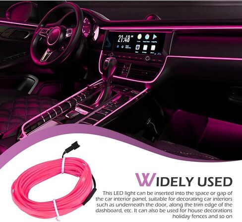 EL Wire Interior Car LED Strip Lights, USB Neon Glowing Strobing Electroluminescent Wire Lights with 6mm Sewing Edge, 16.4FT Neon Wire, Ambient Lighting Kits (Light Blue) in Saudi Arabia