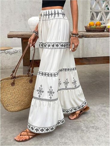 Soly Hux Women's Boho Maxir Skirt Tie Tie High High Haved A Line Shulk Hend Thery Long Long Trans in Kuwait