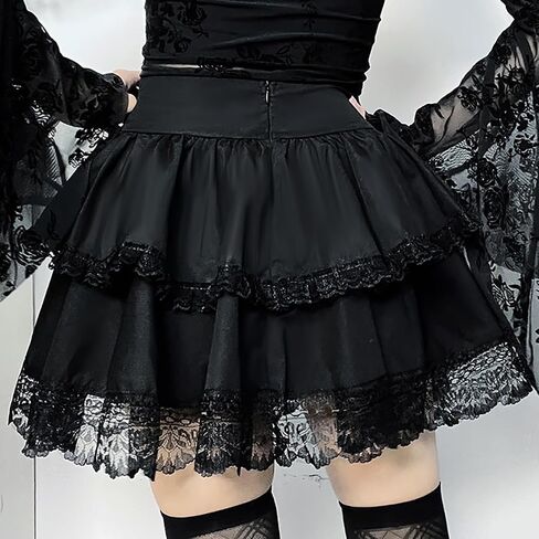 TSMNZMU Womens Gothic Mini Skirts High Waist Punk Grunge Pleated Skirts Harajuku Lolita Skirt Mall Goth Emo Skirt in Saudi Arabia