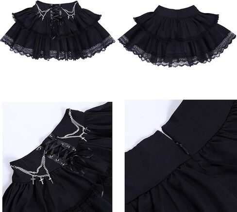 TSMNZMU Womens Gothic Mini Skirts High Waist Punk Grunge Pleated Skirts Harajuku Lolita Skirt Mall Goth Emo Skirt in Saudi Arabia
