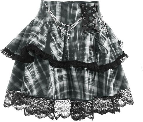Tsmnzmu Womens Gothic Mini Traints High Weist Punk Grunge Traints Harajuku Lolita Skirt Mall Goth Emo Skirt in Saudi Arabia