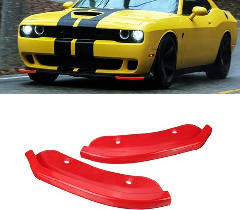 X Xotic Tech 2x Front Lip Splitter Spoiliter Spoilters Protector Corner Edge Guard Cover Trim متوافق مع Dodge Challenger SRT و R/T Scat Pack 2015-2024 و R/T و GT 2019-2024 (غير مناسب R/T Plus ، SXT) Pink) in Kuwait