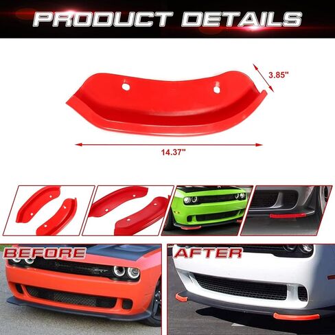 X Xotic Tech 2x Front Lip Splitter Spoiliter Spoilters Protector Corner Edge Guard Cover Trim متوافق مع Dodge Challenger SRT و R/T Scat Pack 2015-2024 و R/T و GT 2019-2024 (غير مناسب R/T Plus ، SXT) Pink) in Kuwait