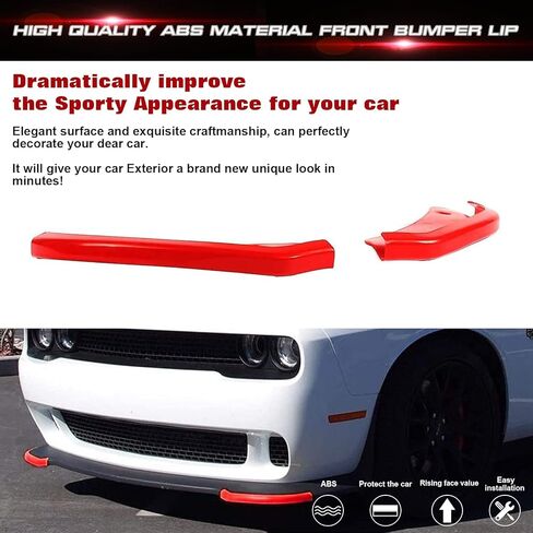 X Xotic Tech 2x Front Lip Splitter Spoiliter Spoilters Protector Corner Edge Guard Cover Trim متوافق مع Dodge Challenger SRT و R/T Scat Pack 2015-2024 و R/T و GT 2019-2024 (غير مناسب R/T Plus ، SXT) Pink) in Kuwait