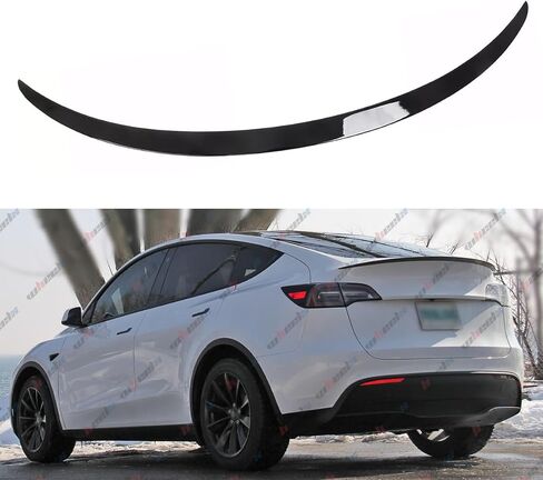 Rear Spoiler Compatible with 2020-2024 Tesla Model Y, P Style Duckbill Trunk Exterior High Kick Tail Deck Lid Splitter Wing Lip 2020 2021 2022 2023 2024 (Glossy Black) in Saudi Arabia