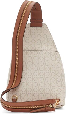 Calvin Klein Women's Myra Backpack for Women – Vegan Leather Convertible Sling Backpack, 2 Pockets, Cherub White/Black, One Size in Saudi Arabia