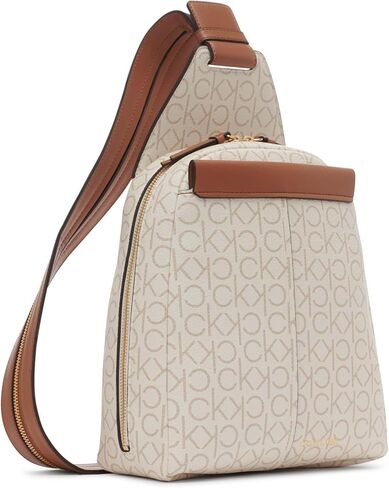 Calvin Klein Women's Myra Backpack for Women – Vegan Leather Convertible Sling Backpack, 2 Pockets, Cherub White/Black, One Size in Saudi Arabia
