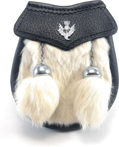 فرو أصلي ، طفل/أطفال كيلت سبوران مع شارة الشوكة كروم واثنين من الشرابات in Kuwait