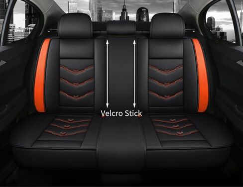 BGYFOU Fashion PU Breathable Leather car seat Cover 5-Seater Universal fit (Black-Rose red) in Kuwait