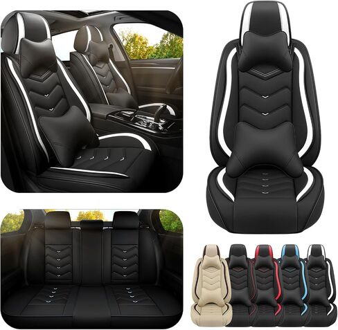 Car Seat Covers for Ford Transit-250 2015-2025, Premium Nappa Leather Car Seat Cover, Stylish Sport Seat Covers， Automobile Seat Cover Sets.(Luxury 5 Seats/Black White) in Saudi Arabia