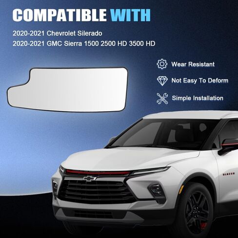 Driver Side Towing Mirror Glass for 2019-2024 Chevrolet Silverado & GMC Sierra 1500/2500/3500 HD | Convex Lower Replacement Glass with Anti-UV Coating | OEM Fit DL3Z-17K707-A in Kuwait