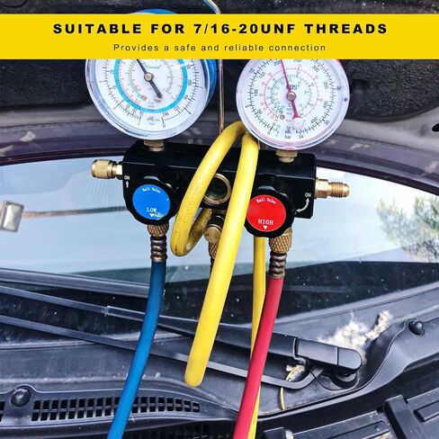 Refrigerant Charging Hose, 1/4 SAE Thread 2.95 Ft Length 600PSI Tube HVAC Vacuum Hose, R134A R410A R22 Charging Tube for Car Home Air Conditioner Refrigeration Maintenance (Yellow) in Saudi Arabia