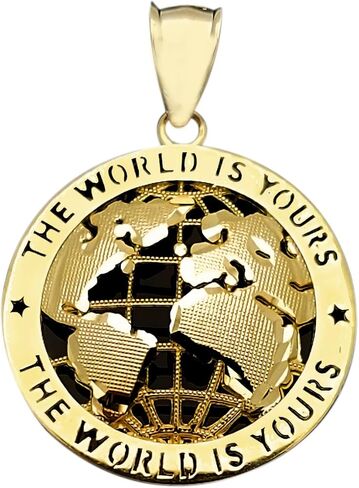 10K Yellow Gold World Map Pendant Globe Charm 1.2 inch in Saudi Arabia