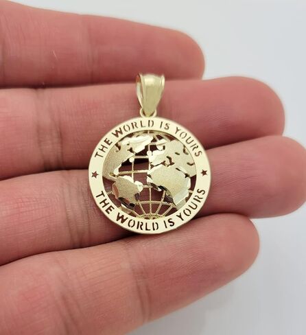 10K Yellow Gold World Map Pendant Globe Charm 1.2 inch in Saudi Arabia