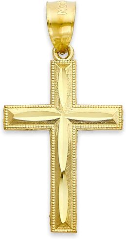 Solid Gold Cross Pendant in 10k or 14k, Religious Jewelry for Baptism in Saudi Arabia