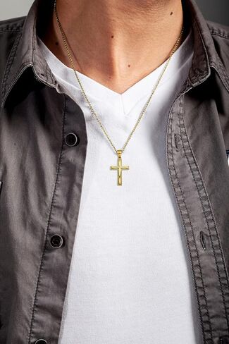Solid Gold Cross Pendant in 10k or 14k, Religious Jewelry for Baptism in Saudi Arabia