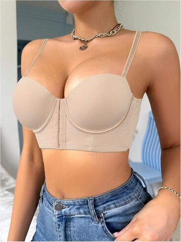 SweatyRocks Women's Front Closure Bandeau Bra Strapless Push Up Underwire Bras in Saudi Arabia