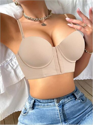 SweatyRocks Women's Front Closure Bandeau Bra Strapless Push Up Underwire Bras in Saudi Arabia