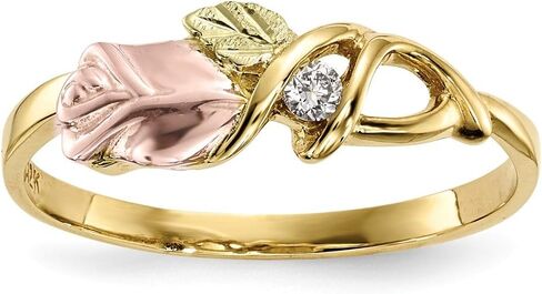 Sonia Jewels Solid 10k Tri-Color Black Hills Gold Diamond Ring (2mm) (1/20ct.) in Saudi Arabia