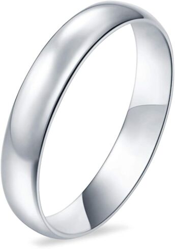 Blue Apple Co. Sterling Silver Wedding Band Ring Round 925 Sterling Silver (4MM) in Saudi Arabia