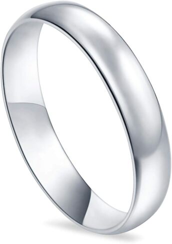 Blue Apple Co. Sterling Silver Wedding Band Ring Round 925 Sterling Silver (4MM) in Saudi Arabia