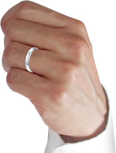 Blue Apple Co. Sterling Silver Wedding Band Ring Round 925 Sterling Silver (4MM) in Saudi Arabia