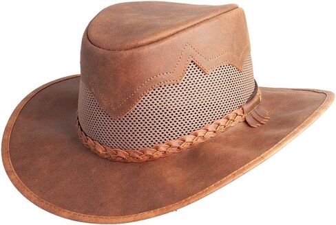 American Hat Makers Sirocco Leather Mesh Sun Hat for Men & Women – Outback-Style Leather Hat in Saudi Arabia