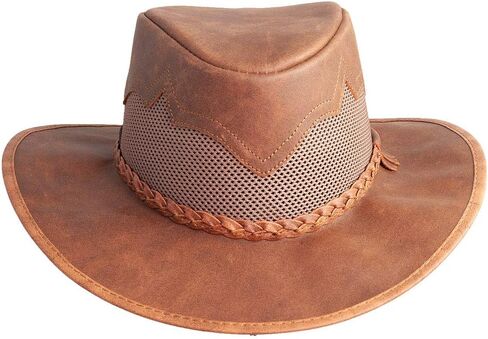 American Hat Makers Sirocco Leather Mesh Sun Hat for Men & Women – Outback-Style Leather Hat in Saudi Arabia