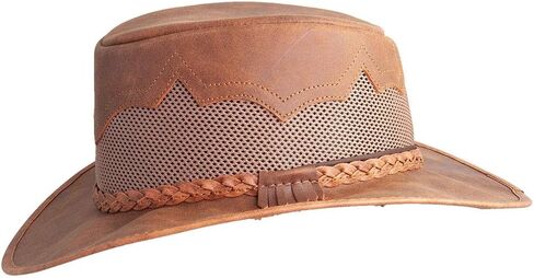American Hat Makers Sirocco Leather Mesh Sun Hat for Men & Women – Outback-Style Leather Hat in Saudi Arabia