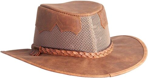 American Hat Makers Sirocco Leather Mesh Sun Hat for Men & Women – Outback-Style Leather Hat in Saudi Arabia