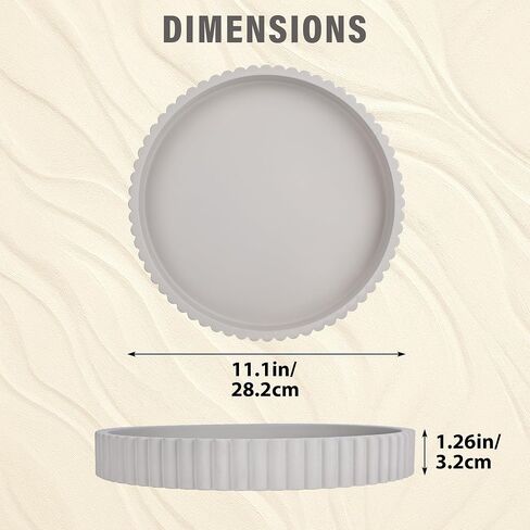 Emma & Ella Round Decorative Tray for Coffee Table Decor – Concrete Round Tray Home Decor – Circle Centerpiece Bandejas Decorativas for Living Room, Ottoman, Vanity, or Entryway (Gray) in Kuwait