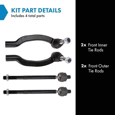 TRQ Front Inner and Outer Tie Rod Set Compatible with 2014-2021 Ram ProMaster 1500 ProMaster 2500 ProMaster 3500 in Saudi Arabia