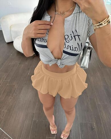 تنورة نسائية صغيرة ذات فقاعات، تنورة قصيرة منتفخة عالية الخصر in Kuwait