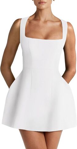 Women's A-Line Mini Dress Sleeveless Square Neck Graduation Party Short Dress in Saudi Arabia