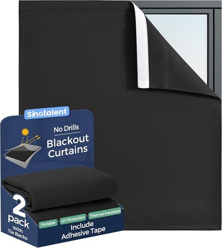Portable Blackout Curtain, No Drill Window Curtain Panels, Easy Install Blackout Window Cover, Bathroom Curtains, Light Blocking Curtains (Gray, 29" W x 30" L(Pack of 2)) in Saudi Arabia