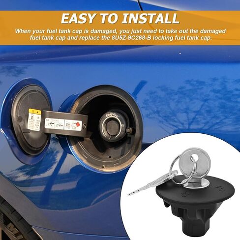 غطاء غاز قفل السيارات ، غطاء خزان وقود السيارات مع مفتاح القفل ، OEM# 8U5Z9C268B استبدال مركبة ، متوافق مع Edge Escape Explorer MKS MKT MKX in Saudi Arabia