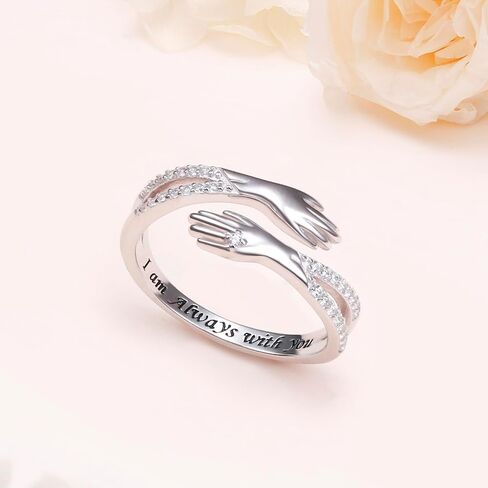 S925 Sterling Silver Hug Ring Rings Rings Rings Farenty's Day Birthday Jewelry for Women in Saudi Arabia