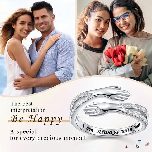 S925 Sterling Silver Hug Ring Rings Rings Rings Farenty's Day Birthday Jewelry for Women in Saudi Arabia