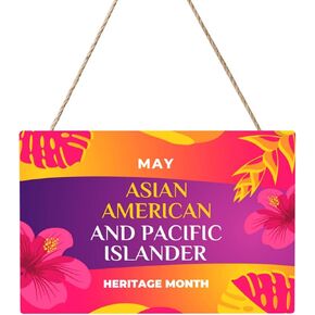 Asian American And Pacific Islander Heritage Month Decorative Signs Wood Hanging Plaque Decor For Office Home Farmhouse Wall in Saudi Arabia